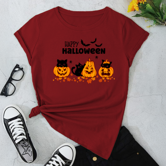 Halloween Cat & Pumpkin Unisex T-Shirt