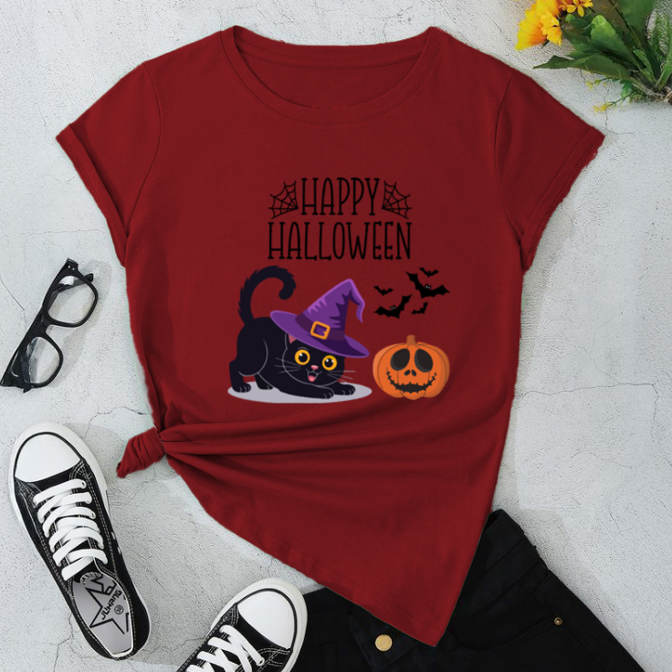 Halloween Cat Unisex T-Shirt, Fall Fashion, Spooky Season, Gift for Cat Lovers, Halloween Party Tee, Cute Halloween Apparel