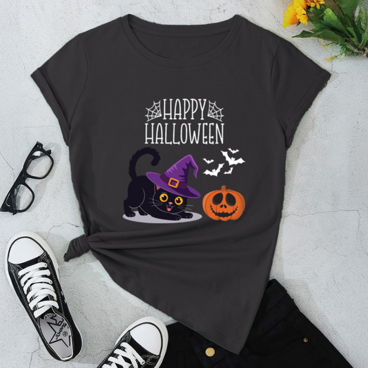 Halloween Cat Unisex T-Shirt, Fall Fashion, Spooky Season, Gift for Cat Lovers, Halloween Party Tee, Cute Halloween Apparel