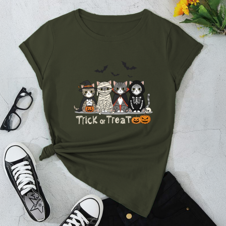 Halloween Cat T-Shirt / Trick or Treat Tee