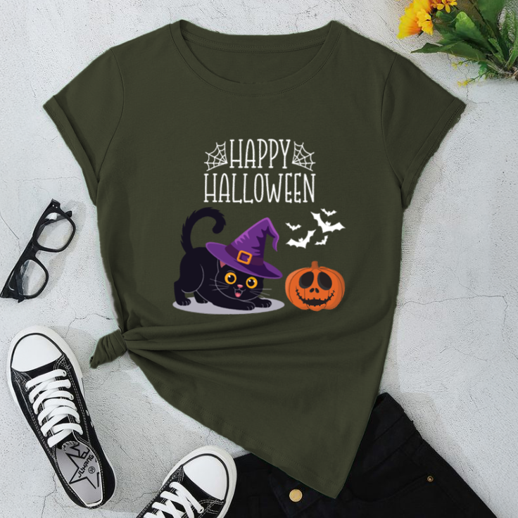 Halloween Cat Unisex T-Shirt, Fall Fashion, Spooky Season, Gift for Cat Lovers, Halloween Party Tee, Cute Halloween Apparel