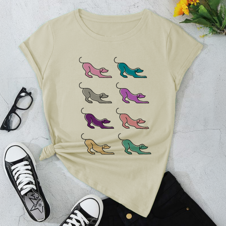 Colorful High Heel Graphic Dogs T-Shirt