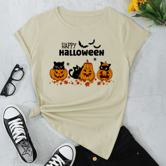 Halloween Cat & Pumpkin Unisex T-Shirt