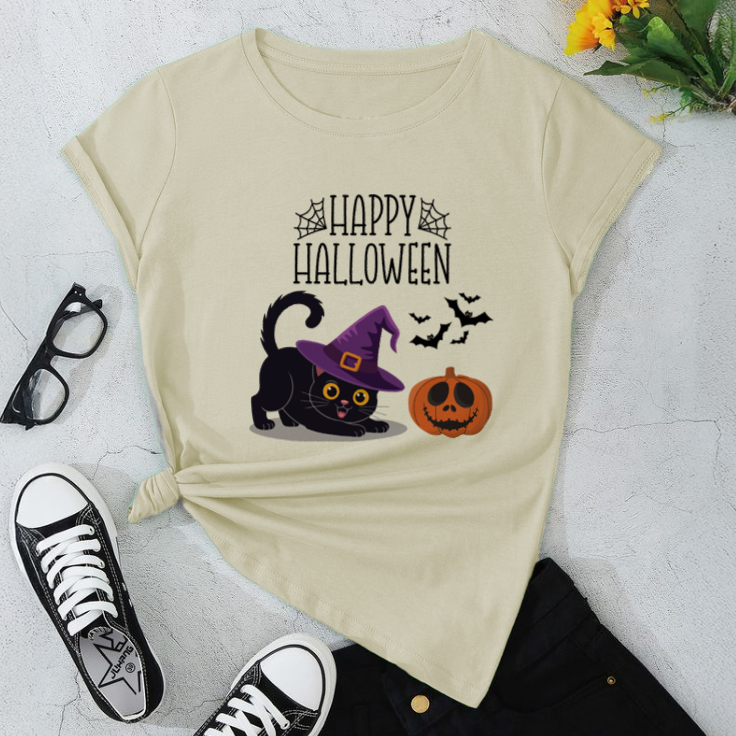 Halloween Cat Unisex T-Shirt, Fall Fashion, Spooky Season, Gift for Cat Lovers, Halloween Party Tee, Cute Halloween Apparel