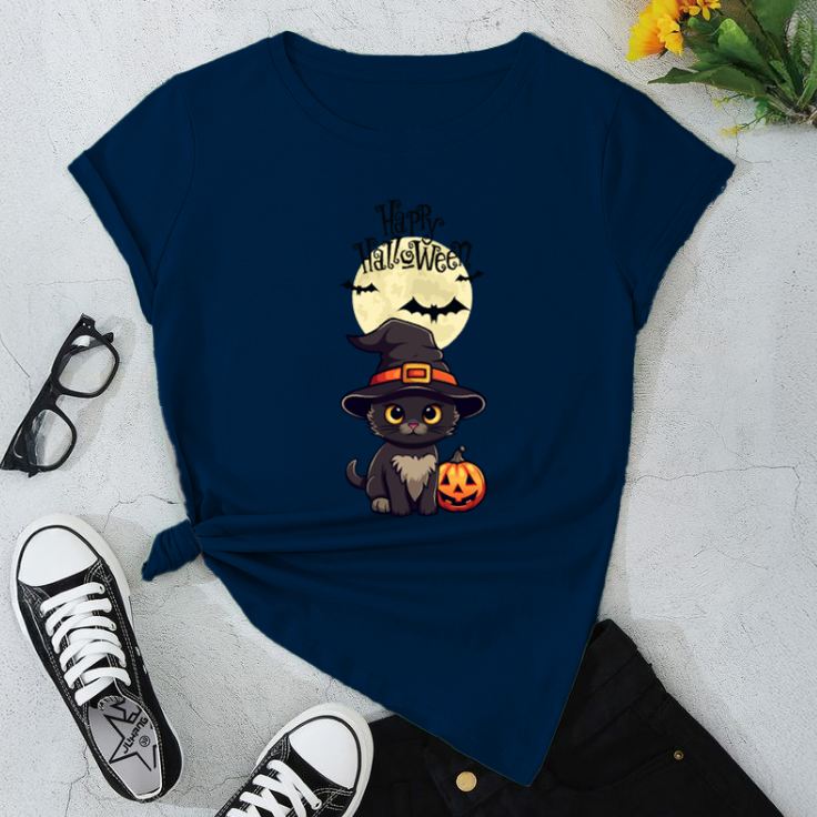 Adorable Halloween Cat T-Shirt / Cute Graphic Tee