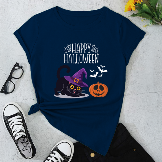 Halloween Cat Unisex T-Shirt, Fall Fashion, Spooky Season, Gift for Cat Lovers, Halloween Party Tee, Cute Halloween Apparel