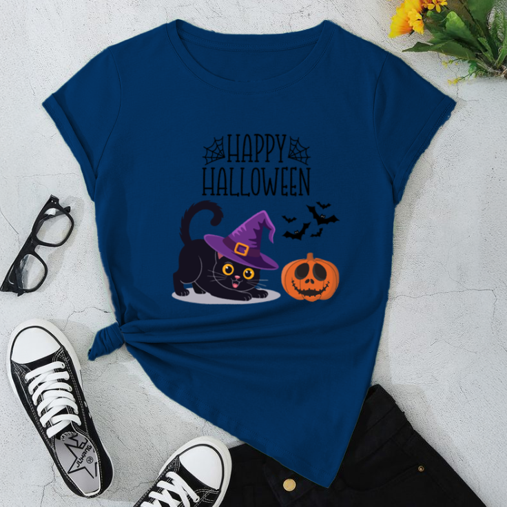 Halloween Cat Unisex T-Shirt, Fall Fashion, Spooky Season, Gift for Cat Lovers, Halloween Party Tee, Cute Halloween Apparel