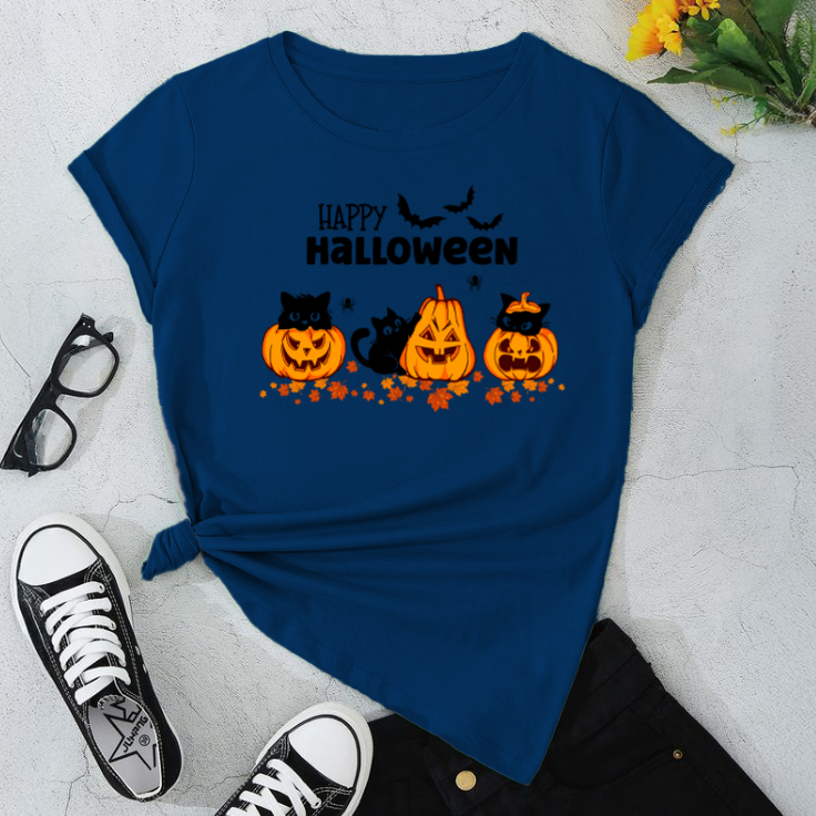 Halloween Cat & Pumpkin Unisex T-Shirt