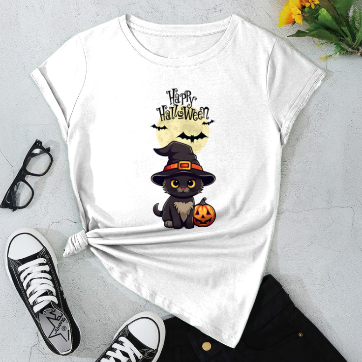 Adorable Halloween Cat T-Shirt / Cute Graphic Tee