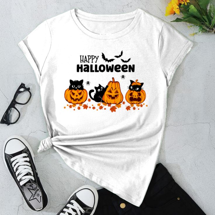 Halloween Cat & Pumpkin Unisex T-Shirt
